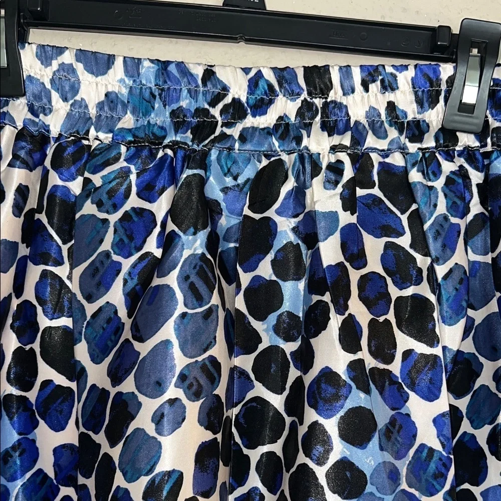 Ashley Stewart Vibrant Blue and Black Patterned Skater Skirt